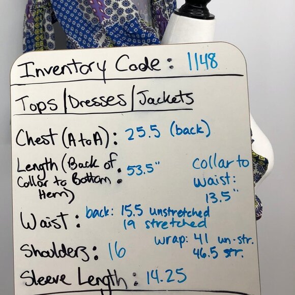 CQ by CQ multicolor geometric patchwork long sleeve ruffle Wrap Maxi dress Lg - Picture 12 of 14